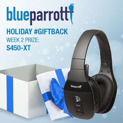 _BlueParrott's tweet photo. It's week 2 of our Holiday #GiftBack! The #GiftBack is simple. We want to say thank you to all of our loyal customers &amp; fans this holiday season. To enter, "Like" this tweet for 1 entry &amp; "Retweet" for 2 entries. This weeks winner will be announced Friday, December 8th. https://t.co/AflxMMTey5