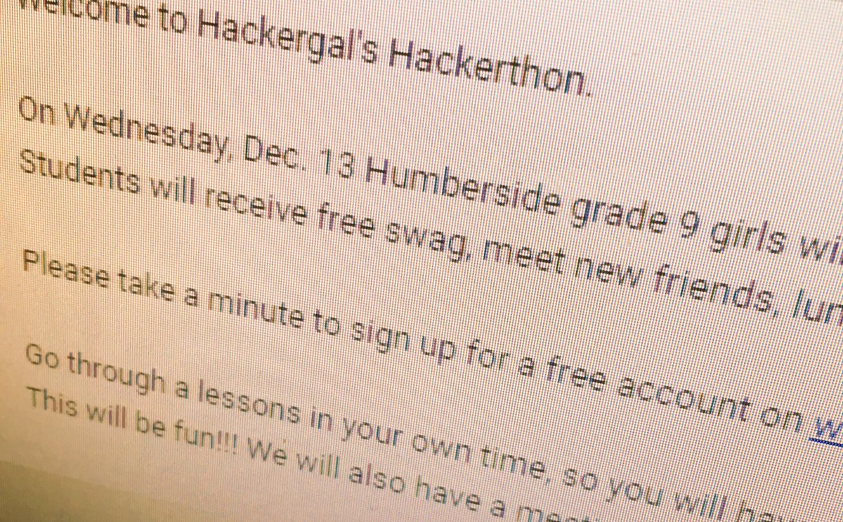 L_Prinn_'s tweet image. It's #CSEdWeek! #HourofCode tomorrow and our first all day #Hackerthon is next week! @thehackergals @HCI_News @icodeinschool @hourofcode