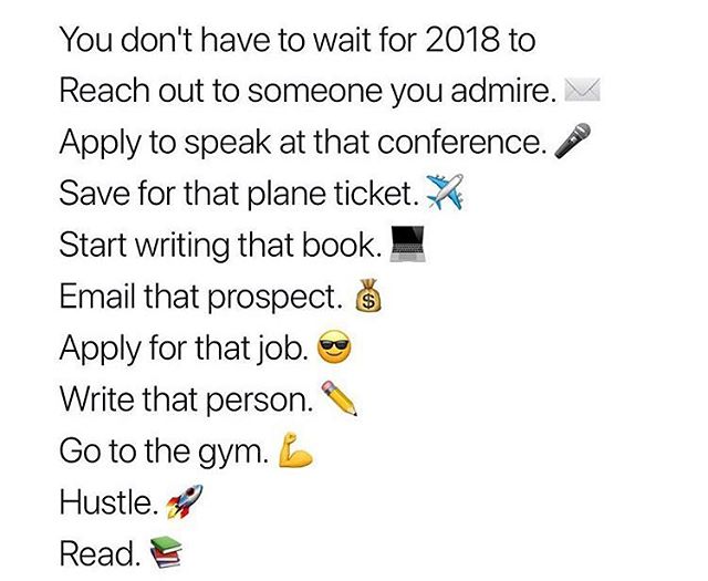 CFBInnovation's tweet photo. There's absolutely no time to waste or wait. Start your 2018 goals now! Happy Monday! #motivation #entrepreneur #hustle https://t.co/0YJg2s0Ggo