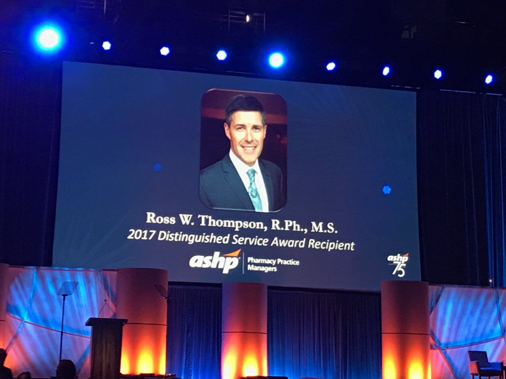 Congrats to Ross Thompson on #ASHP17 Distinguished Service Award!  Well deserved to a great leader and mentor!  <a href="/UNCPharmacy/">UNC Pharmacy</a>