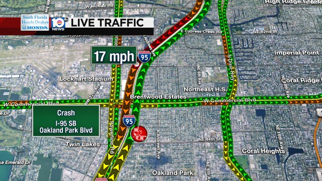Crash on I-95 SB approaching Oakland Park Blvd #traffic https://t.co/a8yvWbOQBQ