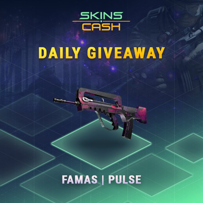 Skins_Cash's tweet photo. 🎮 FAMAS | Pulse GIVEAWAY  

Go to ▶️ https://t.co/U5T6lAA5Fc

👍 Enter and win #CSGO skin. Do as many entries as you can. More entries, more chances to win!

GL HF! https://t.co/Nh5stSROFp