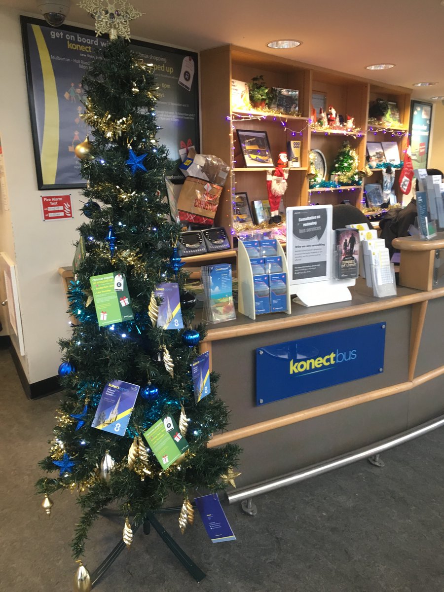 nparkandride's tweet image. The Christmas tree is up here at Norwich Bus Station! Come down to find out the latest information about our Christmas running times! Why not come see our Park and Reindeers too? #christmas #norwich