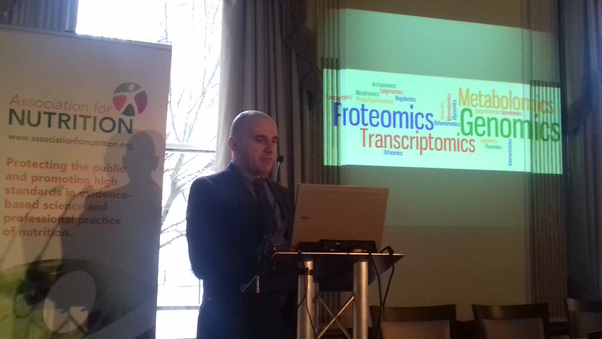 AfN_UK_'s tweet photo. We start our afternoon's Annual Discourse with @ThisIsYiannis from @stmarysnutn talking about the development in -omics and personalised nutrition #NutritionAndGenetics #AtTheFrontOfTheQueue https://t.co/VvMvt52U5P