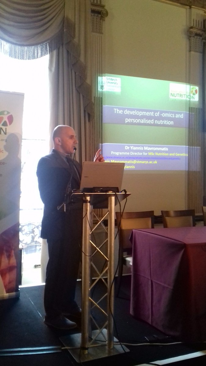 AfN_UK_'s tweet photo. We start our afternoon's Annual Discourse with @ThisIsYiannis from @stmarysnutn talking about the development in -omics and personalised nutrition #NutritionAndGenetics #AtTheFrontOfTheQueue https://t.co/VvMvt52U5P