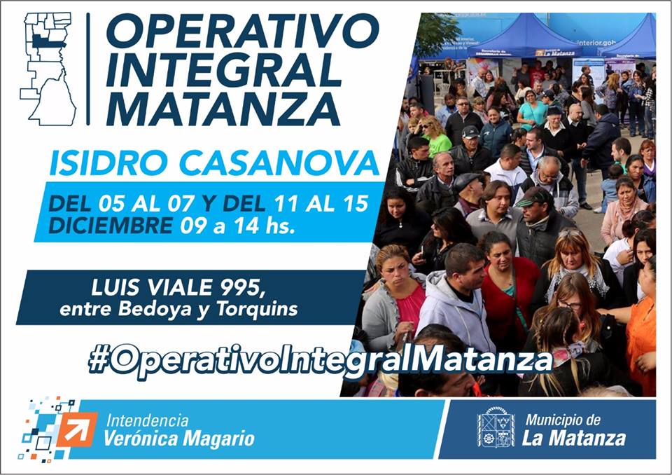 MLRamirezOK's tweet photo. Desde mañana martes 5 al jueves 7 de diciembre #OperativoIntegralMatanza en #IsidroCasanova en Luis Viale 995 entre Bedoya y Tornquist.

📌 MAPA: https://t.co/MLHvpIUObE.

* AUH, ANSES, pases libres de transporte por discapacidad, DNI, Más Vida, SUBE, Vacunación y más servicios. https://t.co/uYckWkBlOy