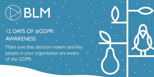 BLM_Law's tweet image. Today marks the first day of our #GDPR campaign…… On the first day of Christmas my #GDPR adviser said to me… Are you aware? #ICO12steps #dataprotection blmlaw.com/expertise/gdpr…