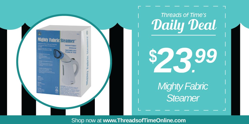 ThreadsofTime's tweet image. Daily Deal: Shop our Mighty Fabric Steamer by Dritz for just $23.99 in-store and online at ThreadsofTimeOnline.com today! #DailyDeal #ThreadsofTime #Dritz #SewingDeals #QuiltingDeals