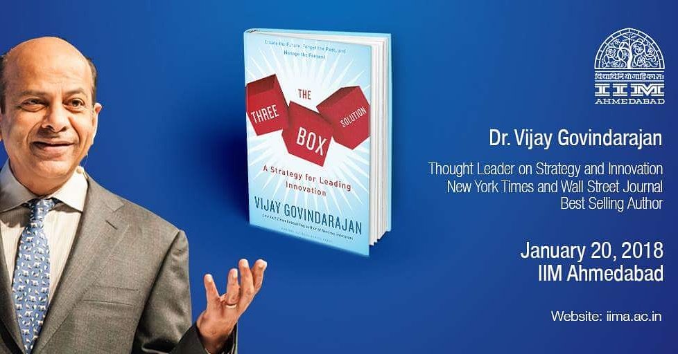 hellomrbhatt's tweet photo. #IIMA welcomes Dr. Vijay Govindrajan, Professor at @TuckSchool @dartmouth @HarvardHBS and the author of “Three Box Solution: A Strategy for Leading #Innovation”. Stay tuned for more updates. Block your calendar.
#3BoxSolution #Management #innovation #Execution #business https://t.co/bVI5RNYDrj