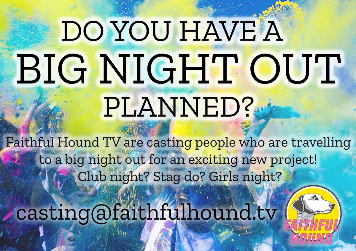 Big night out planned this Friday in Manchester? Fancy being part of an exciting new TV project. Email jamie@faithfulhound.tv  #casting #Manchester #ManchesterCity #drinks #nightout #beontv #castingcall <a href="/Castingfortelly/">Casting for Telly</a> @GETMEONTHETV