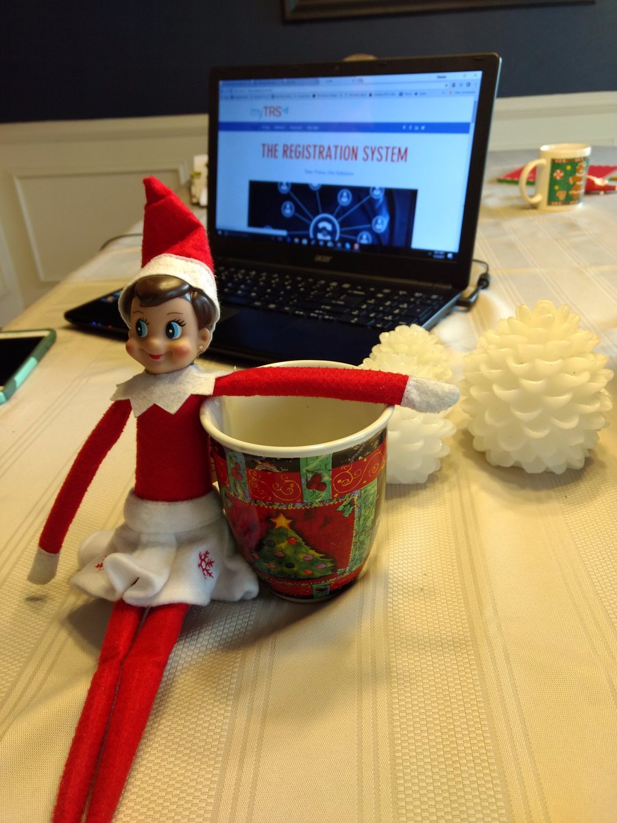 TRSOnline's tweet photo. Meet our intern, TRSa. She is a volunteer coordinator of the elves at the North Pole. We've come to learn she has a December birthday, she has a dog named Holly, and her favorite color is red. She started today with making Flory a warm mug of tea. Watch for her in December. https://t.co/qVTcFBiko4
