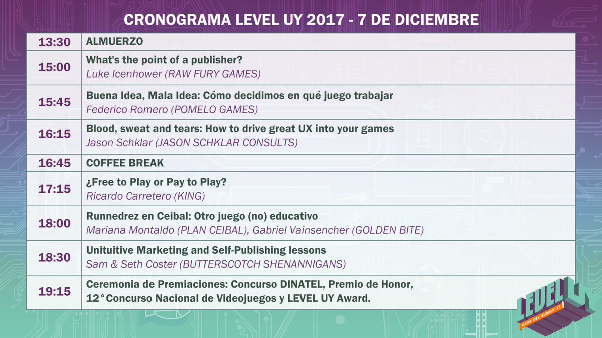 UYCG's tweet photo. ¿Querés ir @LEVEL_UY?
¡No te preocupes, en @UYCG sorteamos dos pases business!
¿Cómo? Simplemente hacé RT y ya estás participando.
LEVELUY es el evento más importante de la industria del videojuego en Uruguay y se desarollará del 6 al 8 de diciembre +info: https://t.co/K6gLDNsv1N https://t.co/NV6YoVqVjt