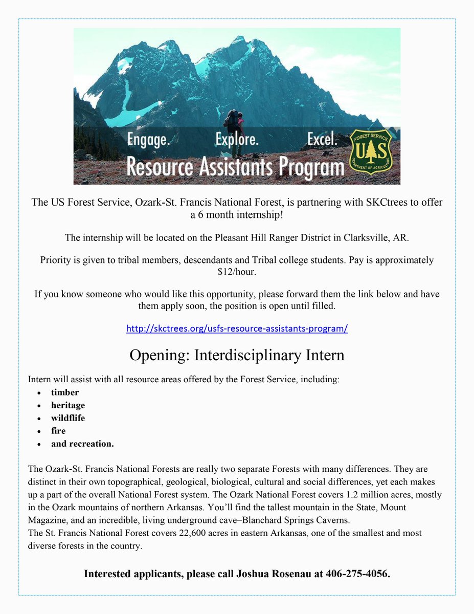 Osagenation's tweet photo. Internship opportunity available. See below for details. #usforrestservice #Internships https://t.co/64yJbe5cks