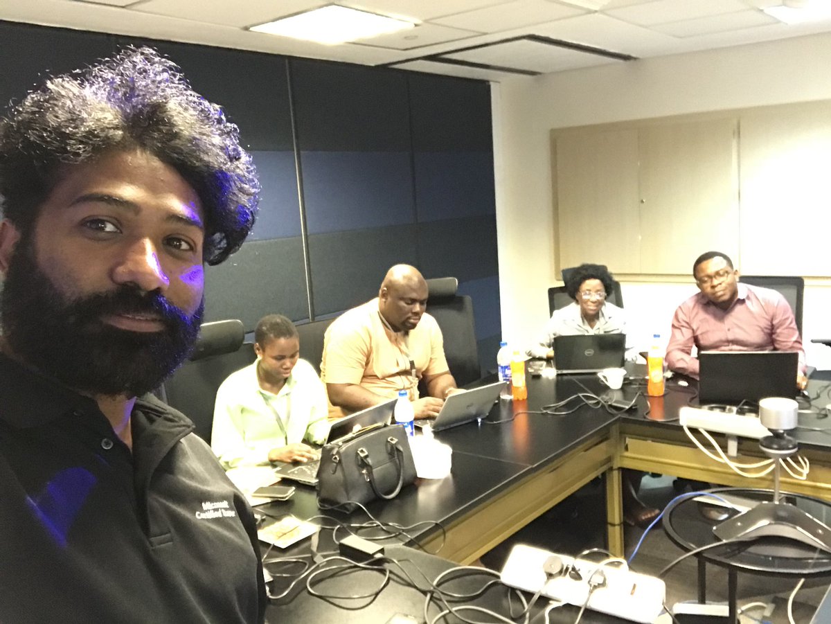 Microspecialist's tweet photo. With my Train the Trainer class at Microsoft Nigeria in Lagos #IAMCT #ATT #MctsummitAfrica #AzureAPEs #Yellowpants that nice lady in the picture calls yellow a loud colour 😃 https://t.co/SjGqO3l1W2