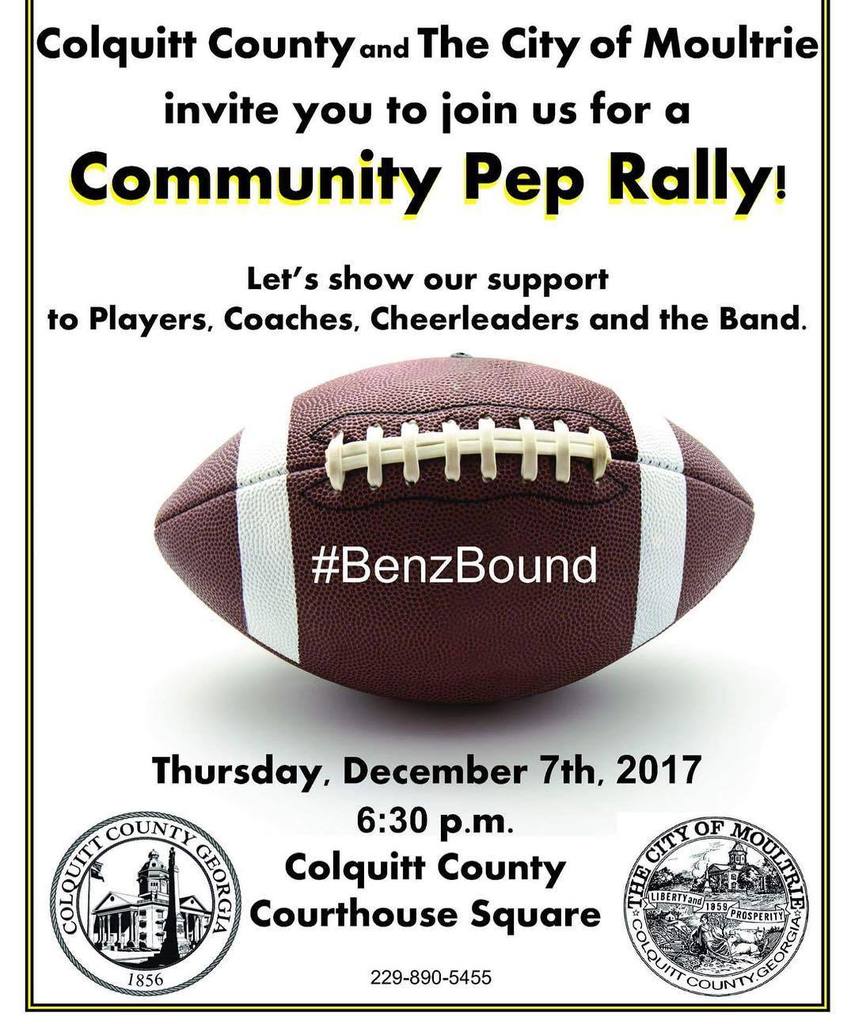 CCHSPackers's tweet photo. Spread the word! Community Pep Rally this Thursday 6:30 on the square! #BoundForTheBenz #statechampionshipbound #ReCla1m β€οΈππ https://t.co/IEInBgS6dH https://t.co/kteScBDiyr