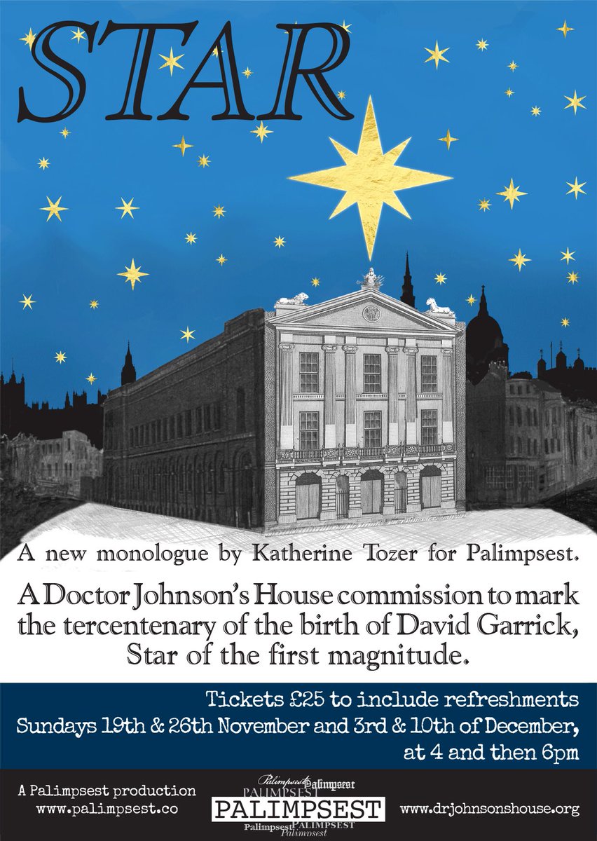 September 1747 &amp; The Drury Lane Theatre is under new management. Join us &amp; <a href="/PalimpsestTweet/">Katherine Tozer</a>  this Sunday for "Star". ow.ly/GY1v30glWM6