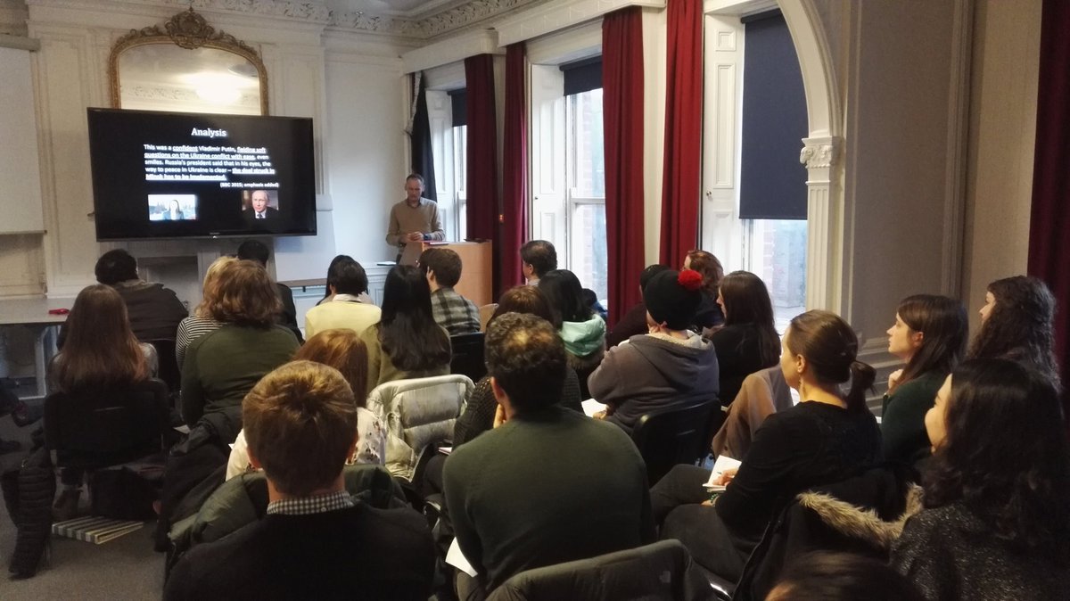 JaneLugea's tweet image. Delighted to have @HuddLinguistics Dr Brian Walker present on the BBC news (mis)presentation of Putin @EnglishAtQUB @ModLangs_QUB #languageatwork