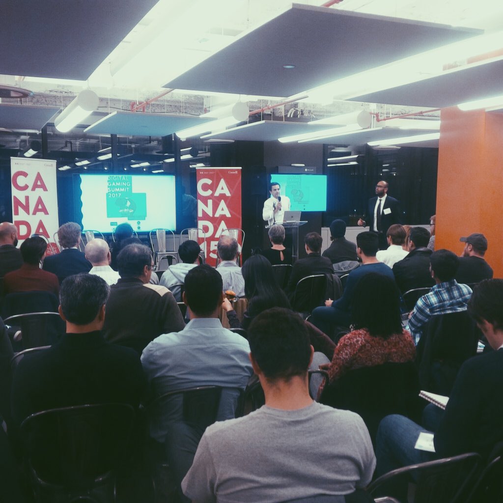 Shaaztastic's tweet photo. The Digital Gaming Summit in partnership with @MicrosoftNY @GCTech @CanadaNY @atari @CanadaTrade was a great success. #DGS2017 the future of location based gaming, journalism, AR/VR arcades is bright and Canadian led. https://t.co/sRL3u3hjGg