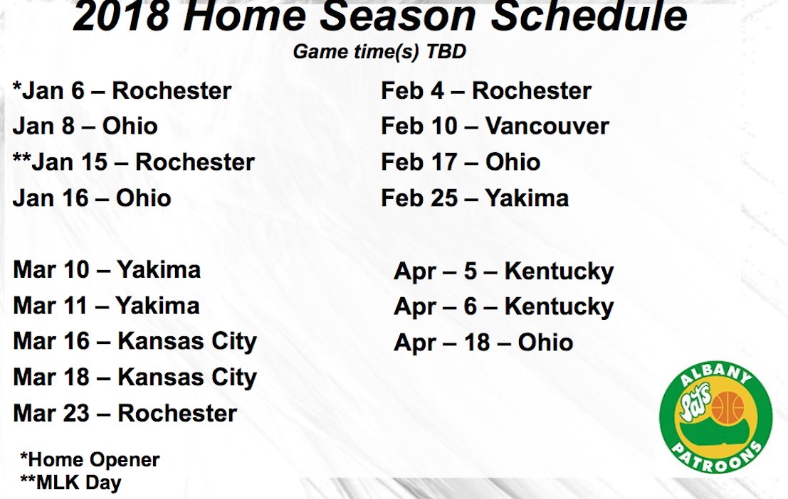 Check out our 2018 Season Home Schedule...we're ready! #themagicisback #patroonsbasketball