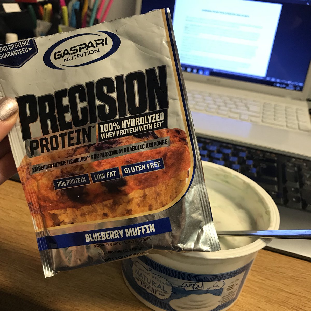 Afternoon snacks thanks to <a href="/Body_Temple/">Body Temple</a> <a href="/TeamGaspari/">Gaspari Nutrition</a> <a href="/GaspariUK/">Gaspari Nutrition UK</a> #yummy 🤗 My favourite flavour 😍🤤
