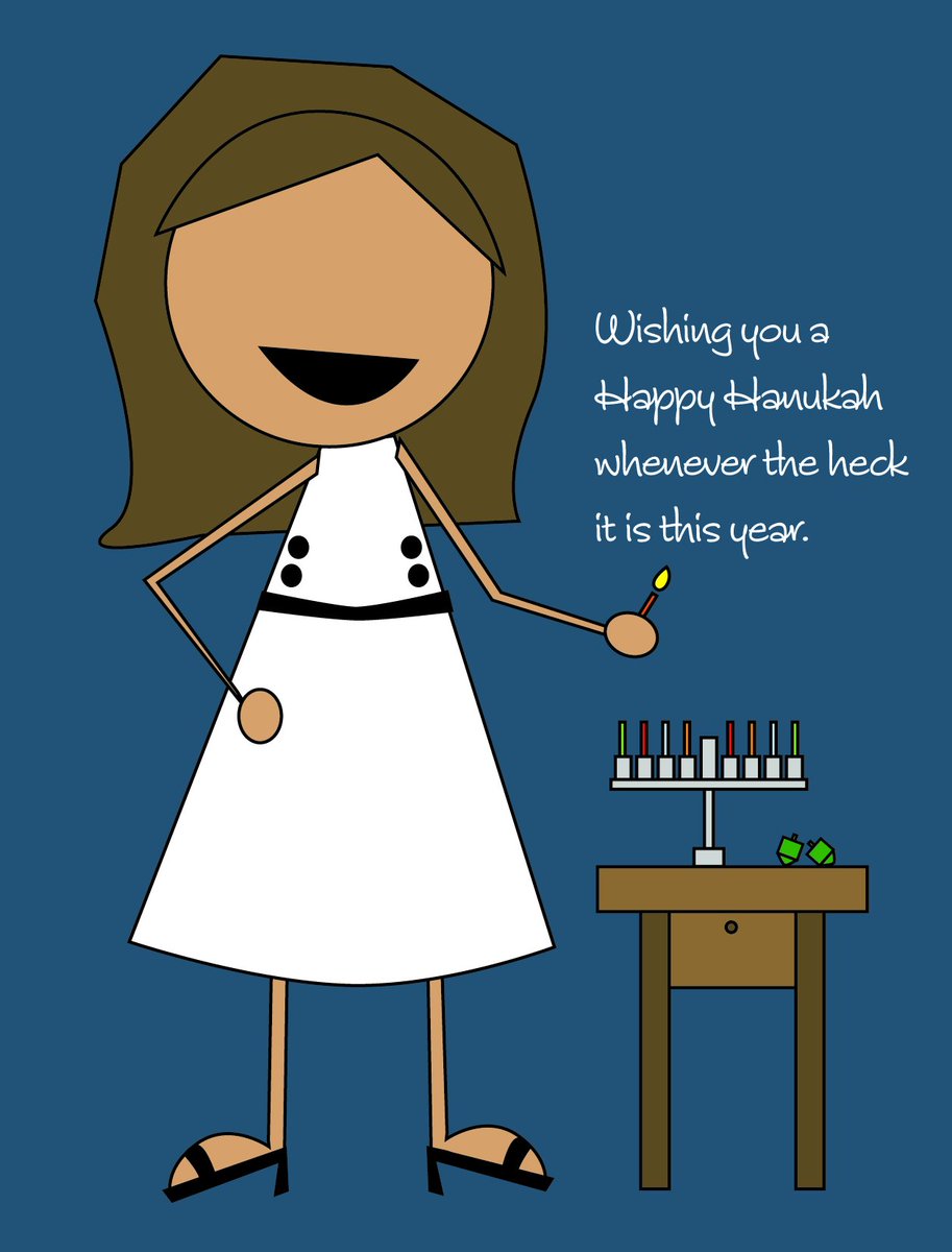 SBDcards's tweet photo. Know what? Hanukkah begins in just 8 days— next Tuesday night, 12/12—and continues through Wednesday, 12/20. So, put on your yarmulke, it's time  for Hanukkah! Get your cards and sassy gifts here: https://t.co/BjOdJWbLrF #Hanukkah https://t.co/cM2nhGQ8IN