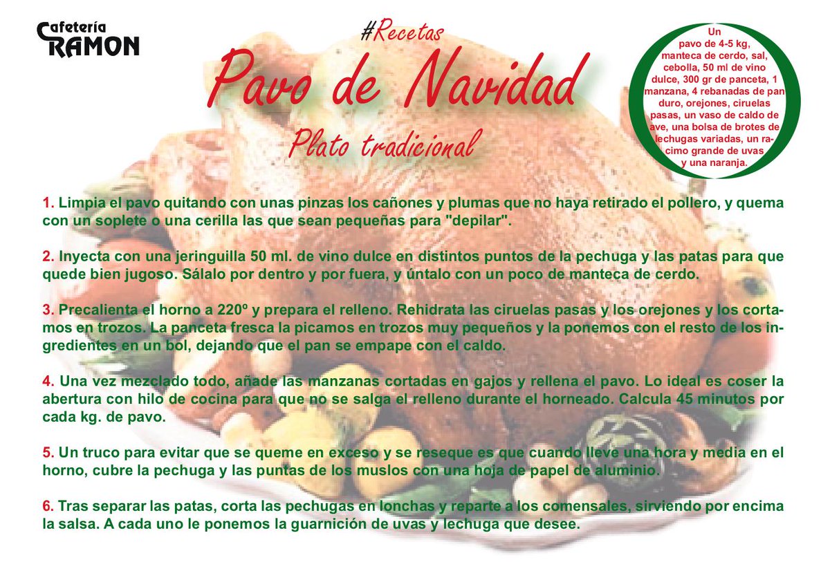 ¡Aquí llega la #receta navideña que estabas esperando! #PavodeNavidad paso a paso. El #platotradicional de las fiestas.
#Gastronomia #Alicante #RecetasDeNavidad #cafeteriaramon