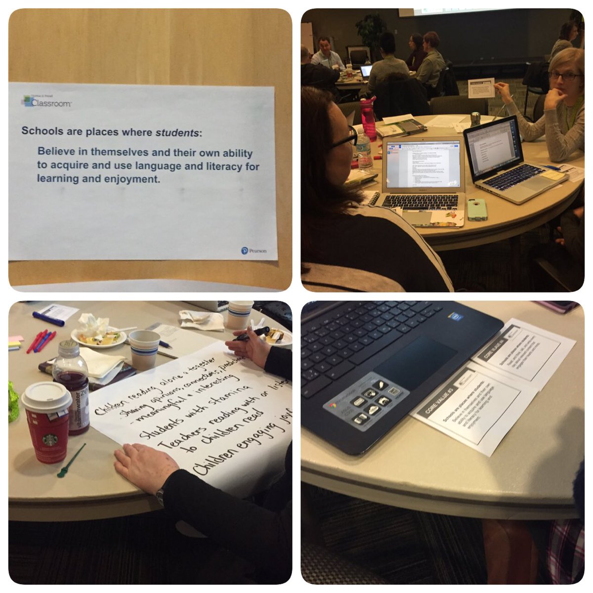 GascoyneCheryl's tweet photo. Rich discussion around core values &amp; beliefs in literacy #fpclassroom @PearsonCanada https://t.co/9hlMmzPCBp