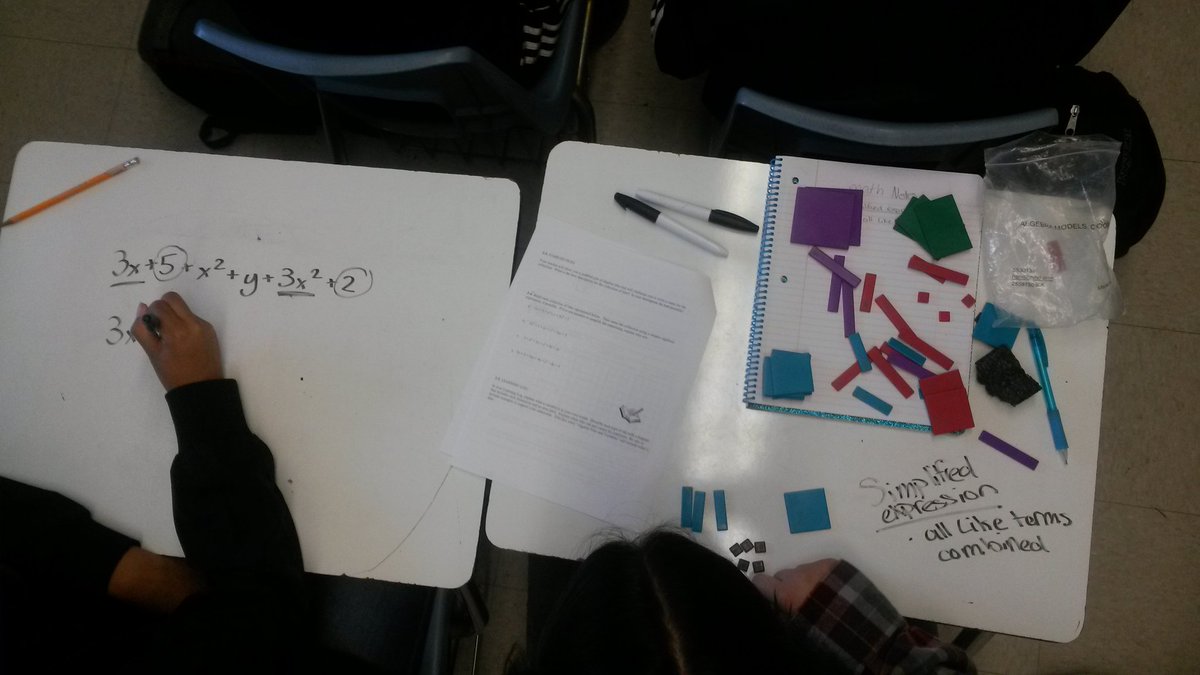 SDMathTiki's tweet image. One s builds the expression while one writes, then switch. Simple Structured Student Interactions that promote responsibility and collaboration. #VikingsLearn #collaboration #mathtalk
