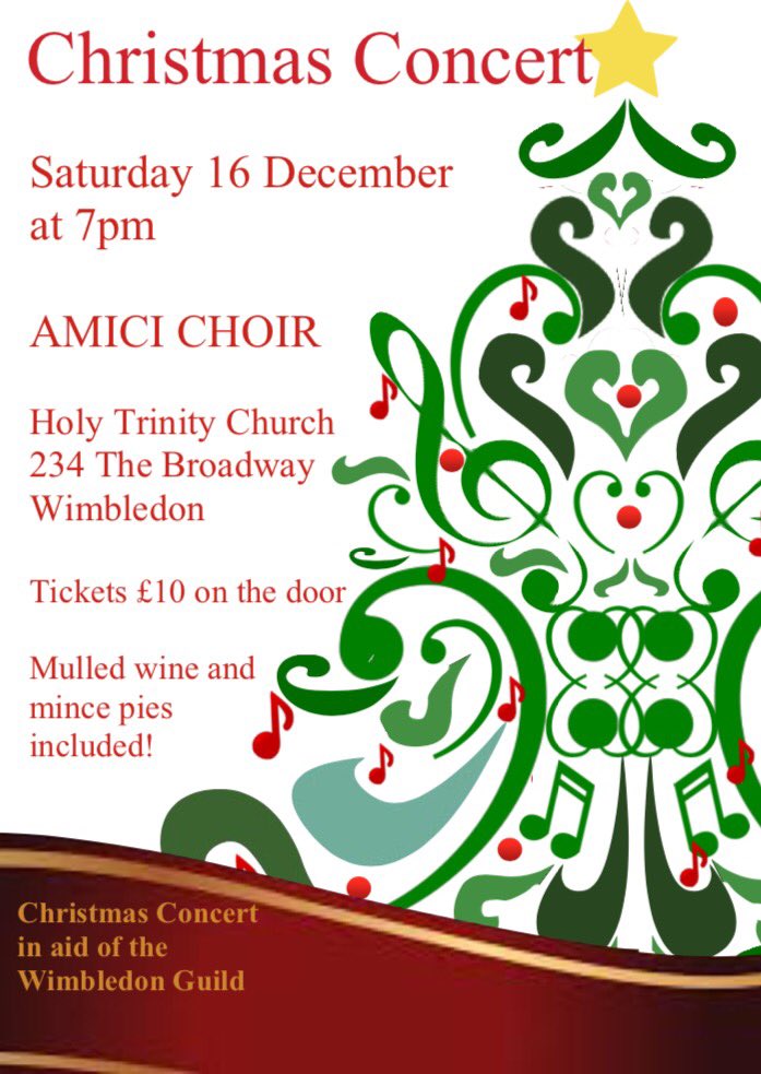 🎄 Come along on Saturday 16 December at 7pm <a href="/HolyTrinitySW19/">Holy Trinity SW19</a> to hear a perfect mix of sacred and secular Christmas music 🎄 Funds go to <a href="/wguild/">Wimbledon Guild</a>