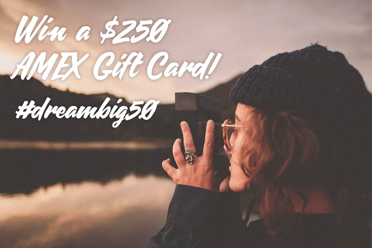Our #50thAnniversary celebration continues!

Last chance to try &amp; win a $250 AMEX Gift Card. Follow &amp; RT to enter. #dreambig50 #holidaysarecoming #contest #goodluck