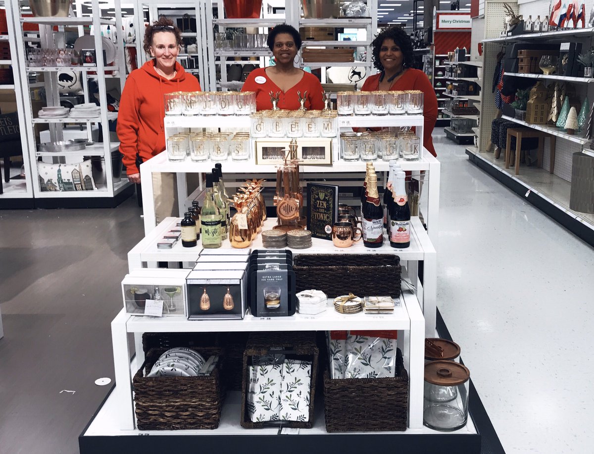 Presentation team getting their #spirits up and ready for the holidays! #Sleighing another set! #visualmerchandising #presentationteam. #targetrun #worksomewhereyoulove #1818 @LolaRob620 #targetfun