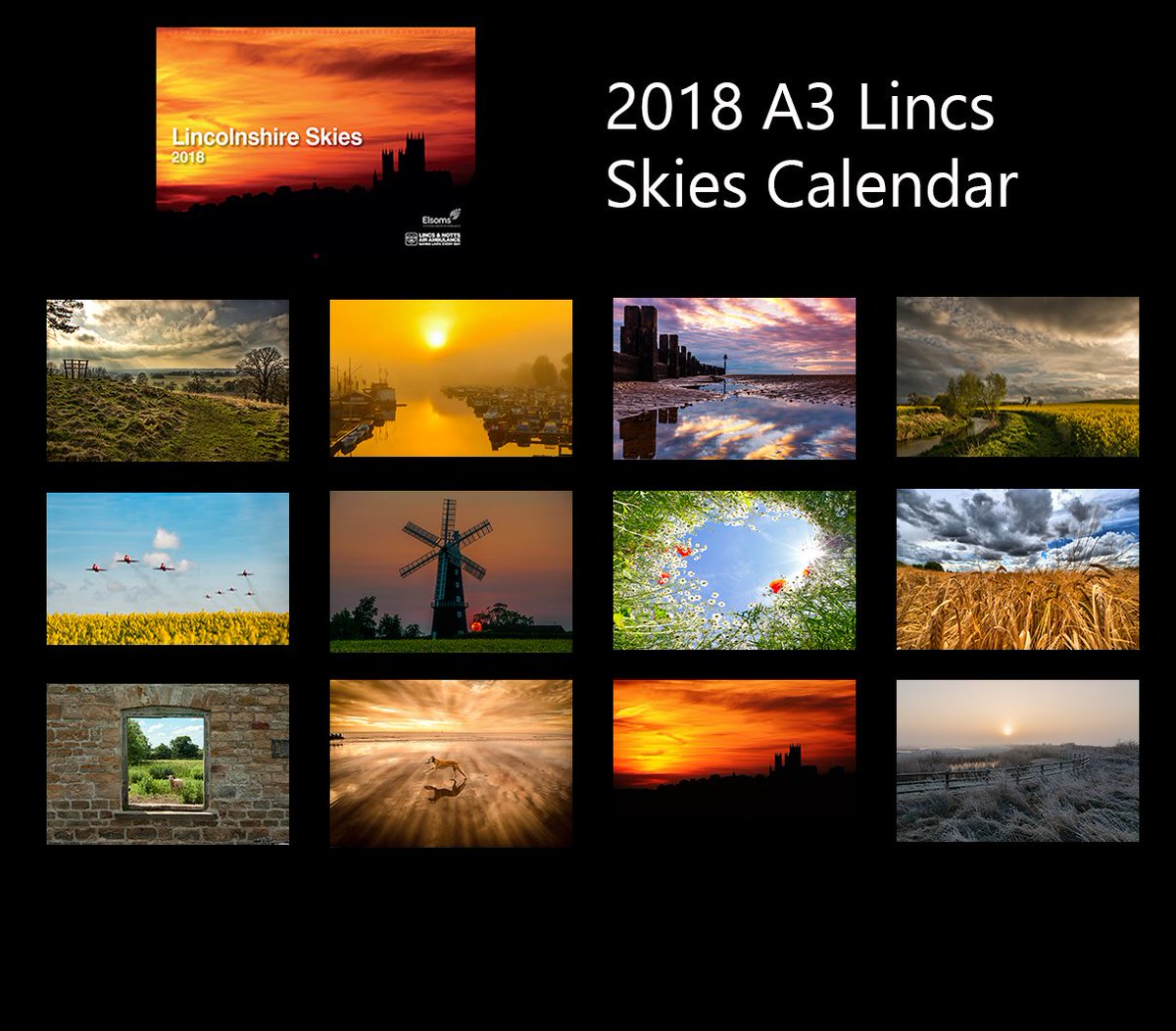 LincsSkiesComp's tweet photo. Starting to sell out of Lincs Skies calendars - Pink Pig Farms have sold out and Glenside Country Practice have sold out of A3 size. Stocks are low at other stockists. See the website for updates and to buy online: https://t.co/nn7s3rIXU8 Help support the Air Ambulance! @LNAACT https://t.co/M48EnlOiRx
