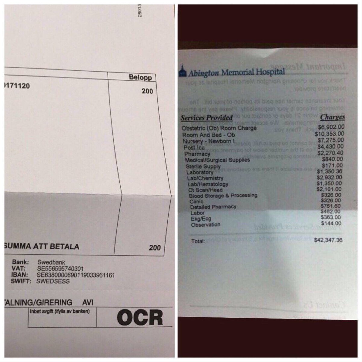 RoseAnnDeMoro's tweet image. What it costs to give birth in Sweden vs. the US:

🇸🇪: $23.72 (200 kr)
🇺🇸: $42,347.36

@SenSanders, the nurses and progressive activists are fighting for #SinglePayer. Universal healthcare will bring costs down.

#GoodReasonsToBeAngry #MondayMotivation
(source: u/Fushigibama)