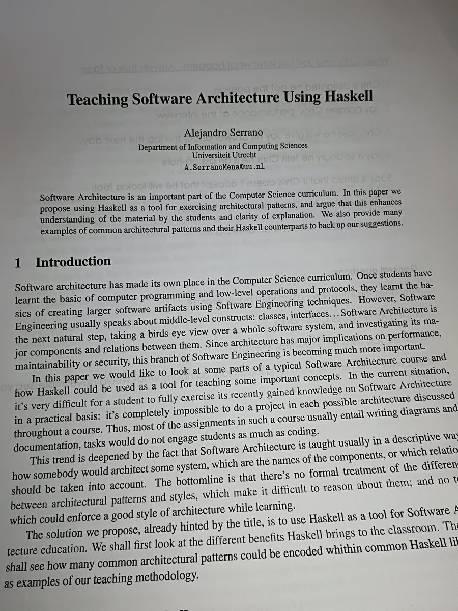 matteobaglini's tweet image. Intetesting reading while waiting for the flight #softwarearchitecture #funcionalprogramming #haskell