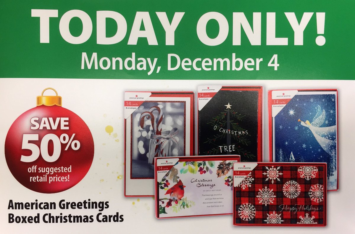 #Dealoftheday <a href="/LD_Metrotown/">LondonDrugsKingsway</a> all American Greetings boxed Christmas Cards are 50% off marked prices! Today only <a href="/LondonDrugs/">London Drugs</a>