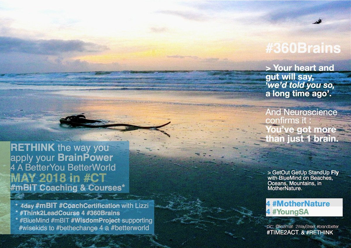 liezlmari's tweet photo. #FeelANEW #SeeANEW #RETHINK & #FLY into a #BetterWorld,
with #Heart, #Gut & #360Brains, on #Nature's trusty wings :) >
Find #Courage, Real #Wisdom & a #BetterYou #Closer2 #Oceans #Earth 4 #LIFE
#mBIT Courses with @Lizzi_L > #COMING2CT May2018
#BlueMind #WisdomProject #WiseKids https://t.co/lLazfwS4Pg