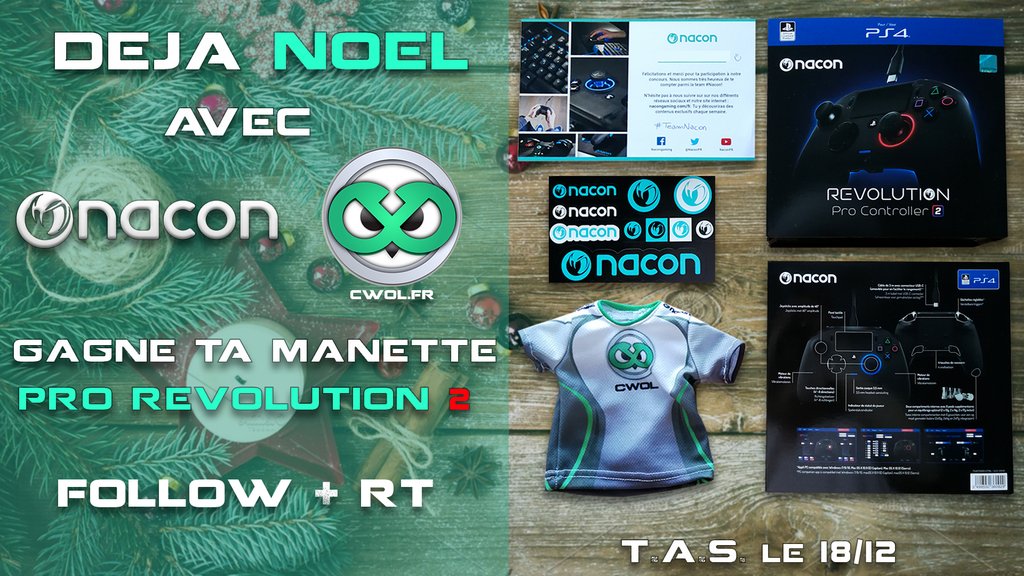 Le Père Noël n'existe pas !
Mais vous pouvez gagner LA manette Pro Révolution 2 de <a href="/NaconFR/">Nacon France</a> 
Un #follow <a href="/Cwol_Cwol/">Cwol</a> un #RT pour une chance d'obtenir le petit monstre.
TàS le 18 Déc 
Bonne chance à tous .