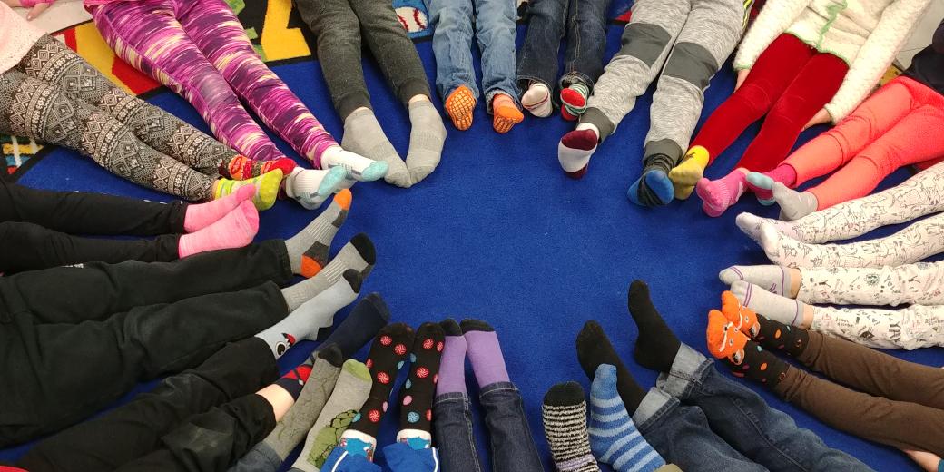 What math do you see? National Sock Day and Crazy Sock Day at school. @SpringbankPS #colourfulpatterns