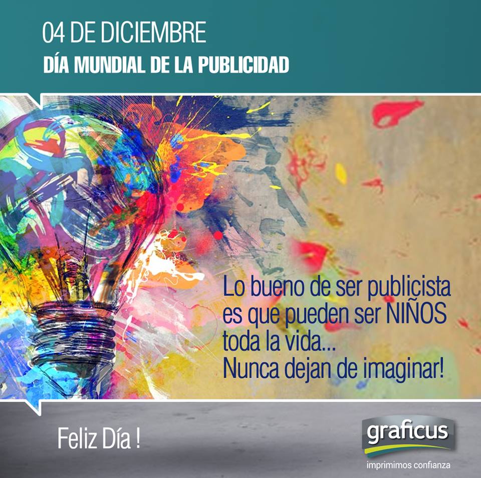 GRAFICUSarg's tweet photo. El equipo de #Graficus quiere saludar a todos publicistas en su dΓa. #4deDiciembre DΓa mundial de la #Publicidad! #imprimimosconfianza https://t.co/g8ZMyyLPGJ