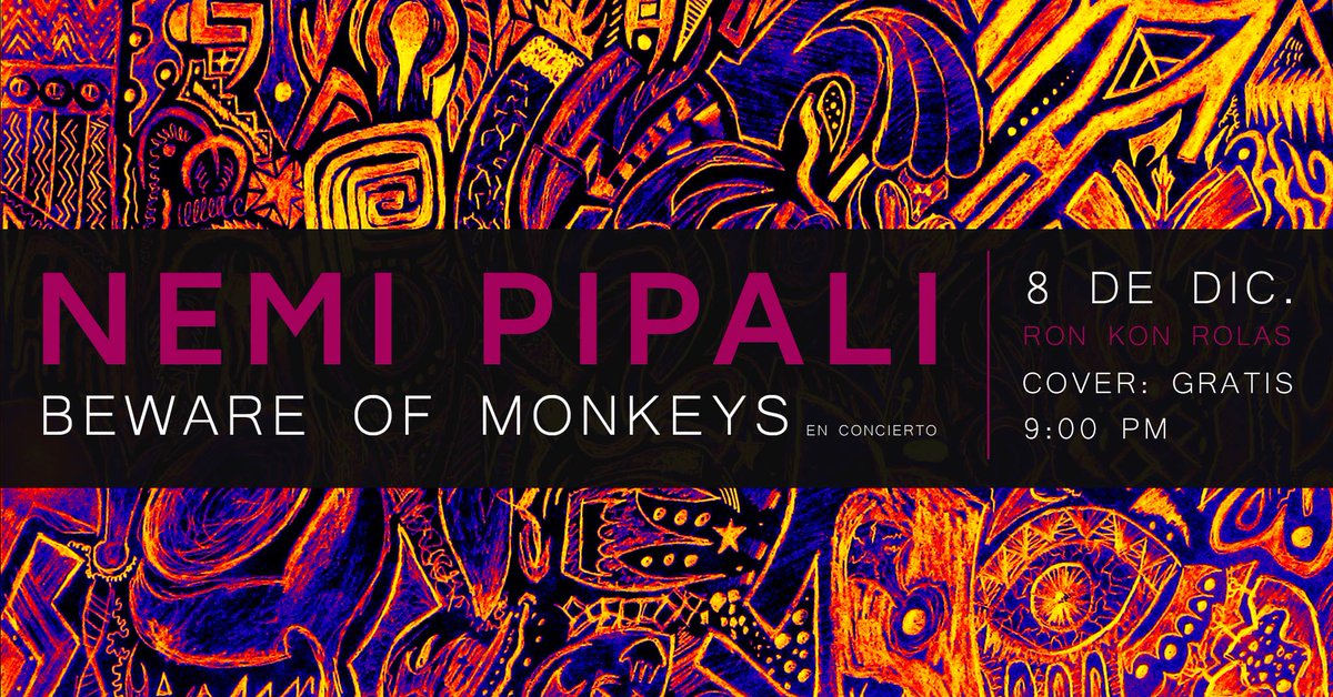 Próximo viernes 8 en <a href="/RonKonRolas/">Ron kon Rolas</a> 
junto a los <a href="/BewareOfMonkeys/">Beware of Monkeys</a> !
Entrada: Gratis!