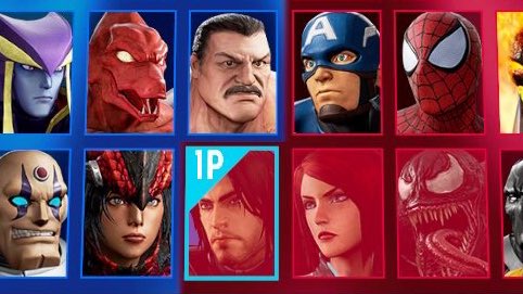 LPN510's tweet photo. This unbalance character roster select screen is annoying me rn.  2 capcom and 4 marvel at the bottom 🤬 #mvci or #mvcY ?!? https://t.co/p2dKpUB076