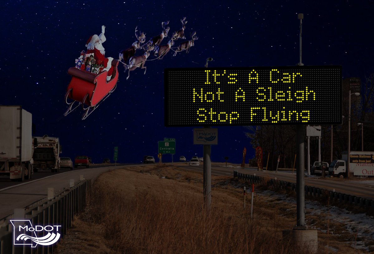 MoDOT's tweet photo. Leave the flying to Santa. Obey the speed limit. #DriveSafe https://t.co/xlTp6uBAIL