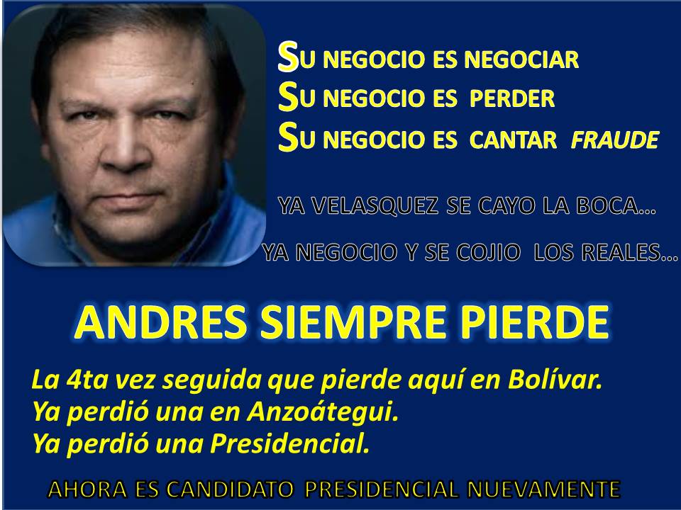 RMatancero's tweet photo. Andres el Gran perdedor y Negociador. Andres siempre pierde. @trafficGUAYANA https://t.co/tX25ZrCtKX