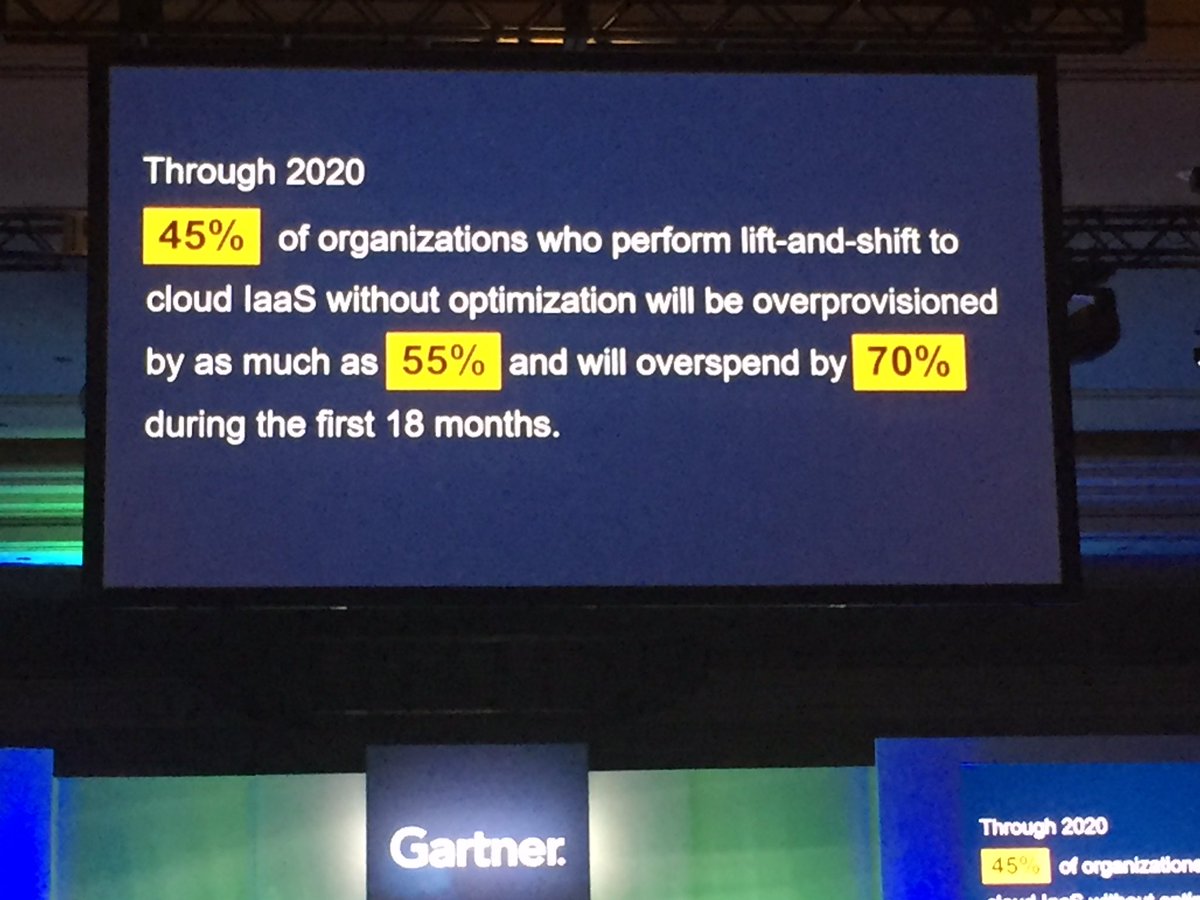 DanMitchellUS's tweet image. Organizations must be thoughtful when moving to cloud IaaS or they will pay the price - as much as 70% overspend in first 18 mo #GartnerDC