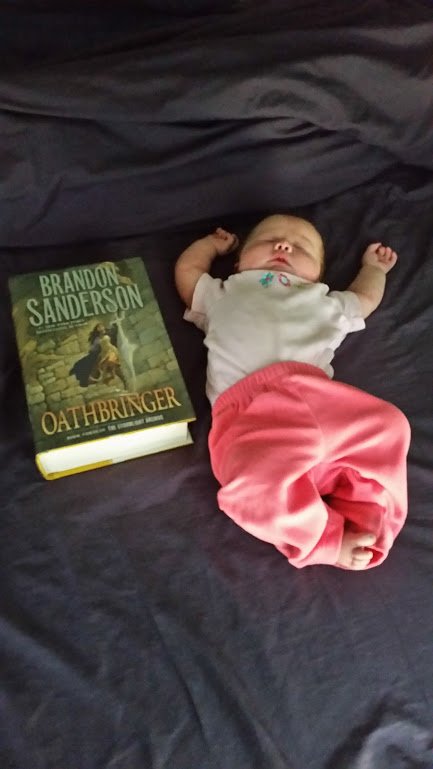 htimsxela's tweet photo. #brandonsanderson a little light reading as I waited for the birth of our newest spren. #stormlight https://t.co/icGfh2Xni1