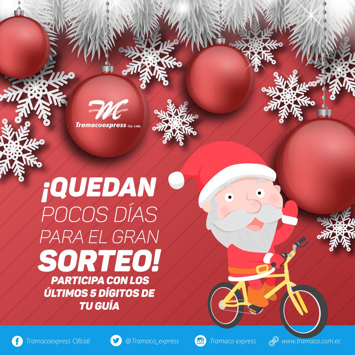 Envía ese encargo que tienes pendiente lo más rápido posible y participa.
Aplica a guías mayores a $10 y envíos a partir de 21 de noviembre del 2017
El ganador será anunciado el lunes 18 de diciembre por nuestras redes sociales.
Vive la aventura del deporte.