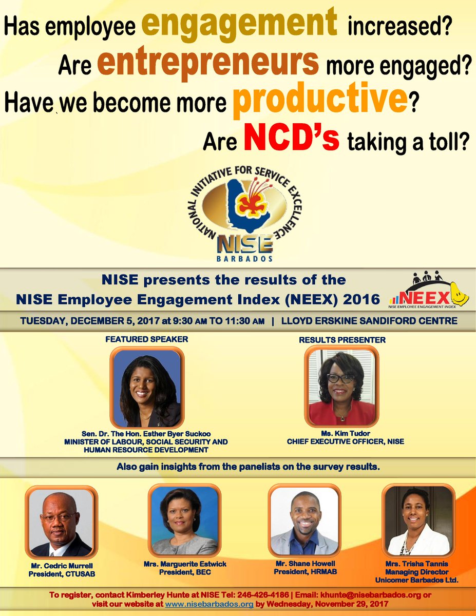 We are excited about tomorrow's NEEX Leaders' Forum. We look forward to seeing everyone tomorrow morning!! #Barbados #NEEX #EmployeeEngagement