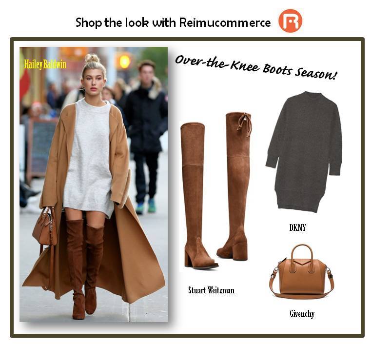 ReimuCommerce's tweet photo. Boot season is here and there is one style in particular right now that the girls wear: over-the-knee, just like Hailey. #HaileyBaldwin #StuartWeitzman #DKNY #Givenchy  #fashionshop #fashionista #instalook #ootd #shoppable #shoponline #ecommerce #reimucommerce https://t.co/hl8x3spq0m