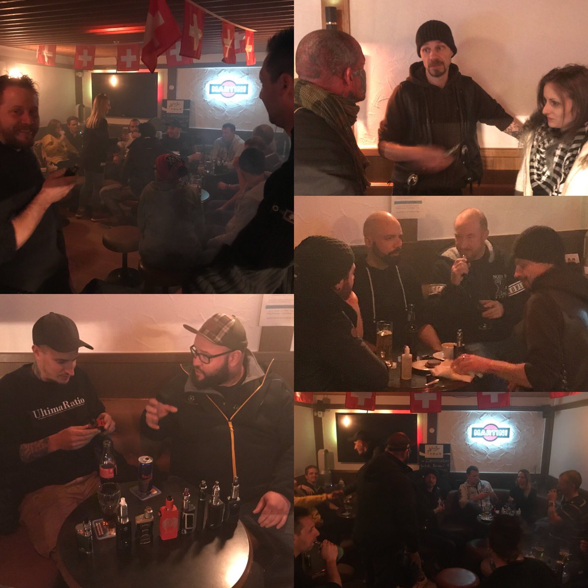 Archerbar3296's tweet photo. Dezember Dampferstammtisch in der ArcherBar ausnahmsweise mal drinnen statt im Zelt. Nette Kollegen von Dampfqueen, Toxo Vape Club und Vape Lounge Worben und viele leidenschaftliche und begeisterte Vaper #vape #dampfer 💨💨💨 https://t.co/DCmaafOIqO https://t.co/EaI9RddFRx