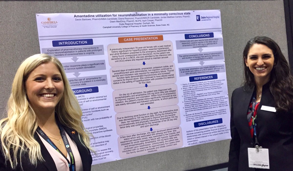 Campbell Proud of Devin Barlowe and Diana Raymond presenting at #ASHP2017! #CampbellCPHS